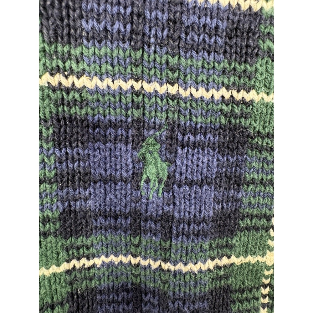 VTG Polo Ralph Lauren Knit Sweater Vest Plaid‎ Pony Academia Green Navy Prep XL - Picture 5 of 9